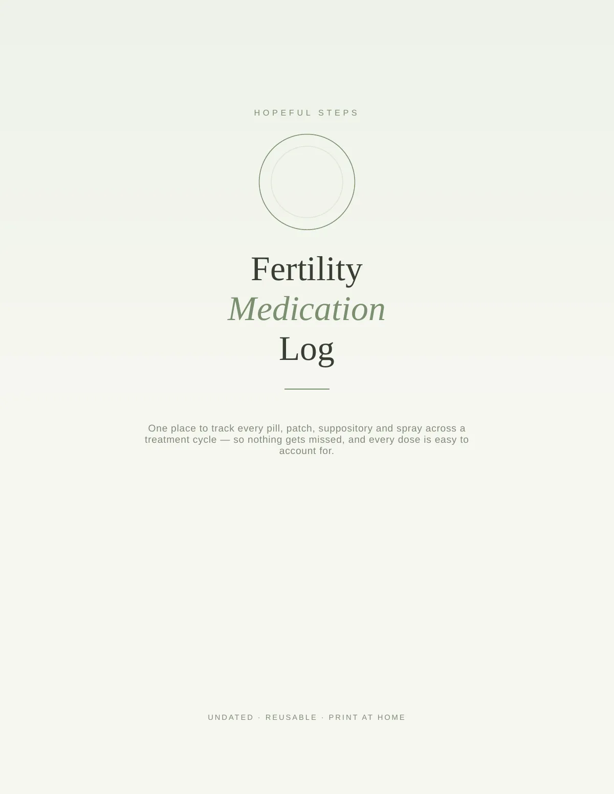 Cover of the Fertility Medication Log printable