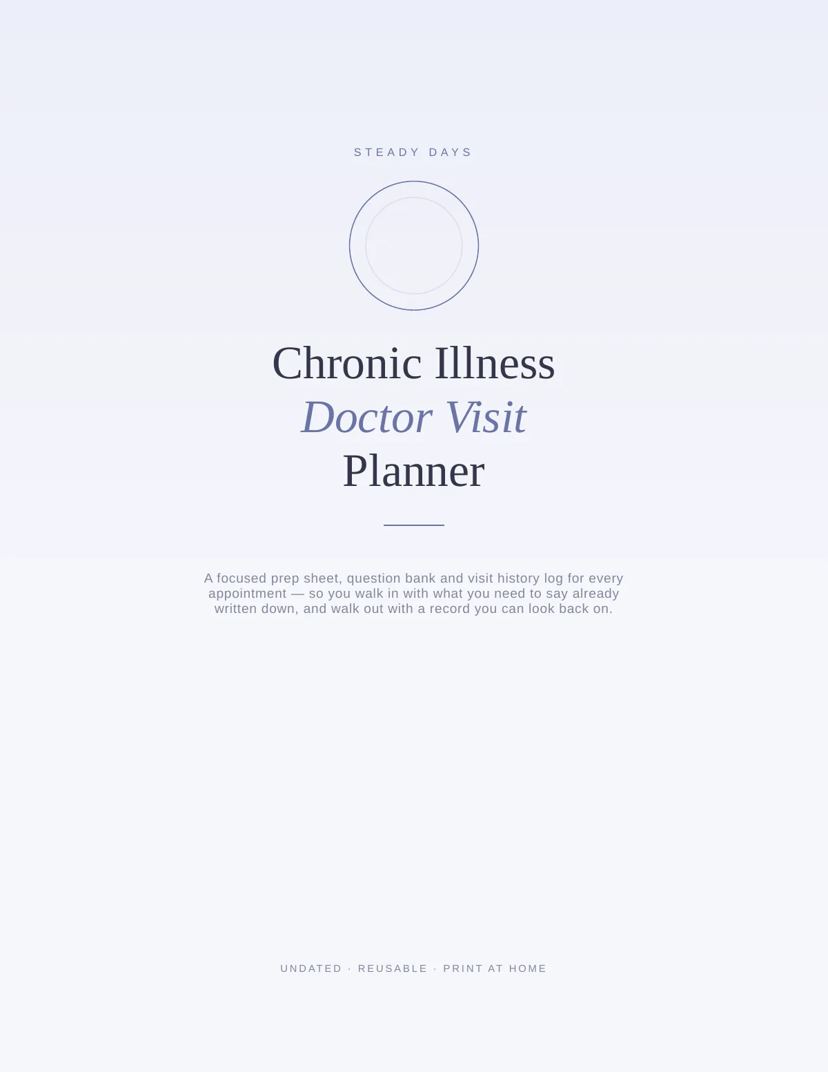 Cover of the Chronic Illness Doctor Visit Planner printable