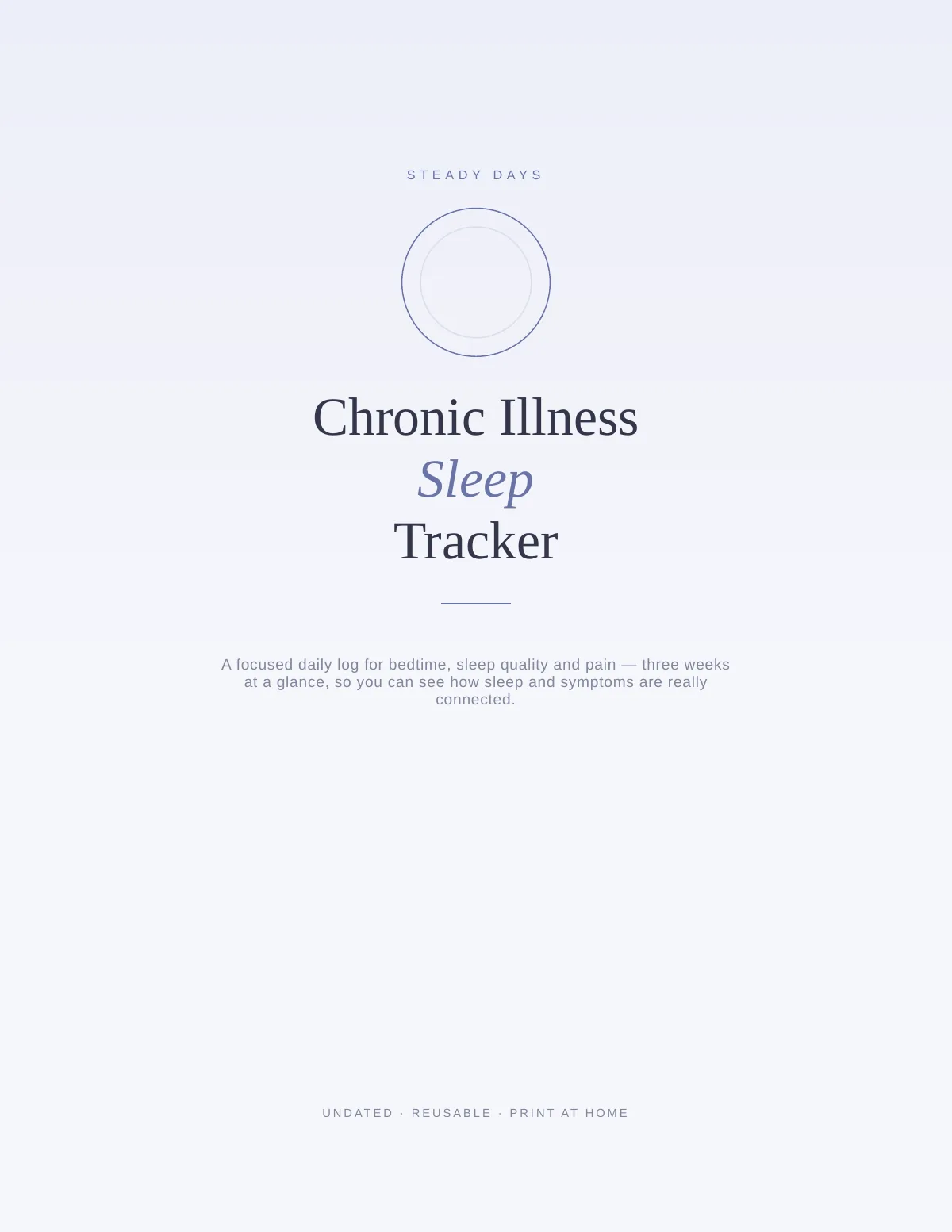 Cover of the Chronic Illness Sleep Tracker printable