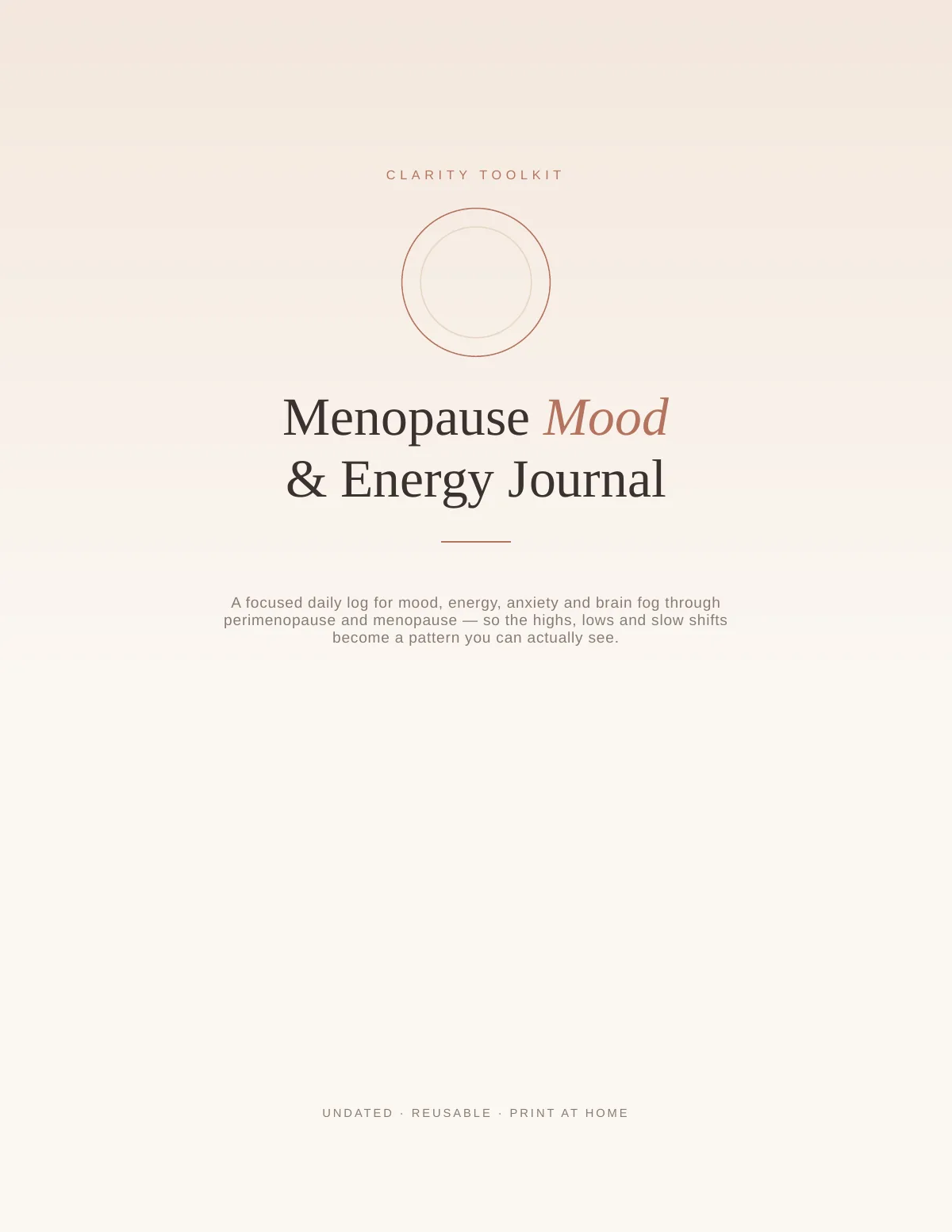 Cover of the Menopause Mood Tracker printable