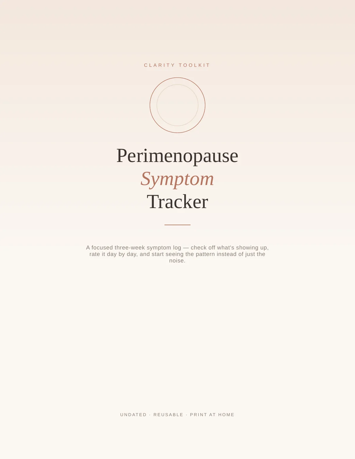 Cover of the Perimenopause Symptom Tracker printable