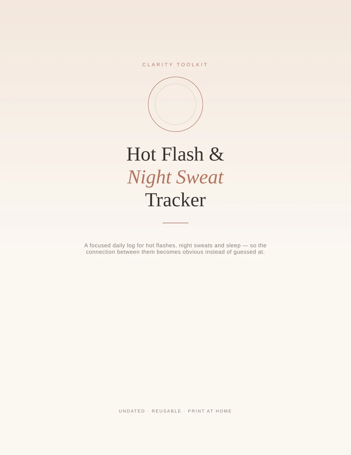 Cover of the Hot Flash Tracker printable