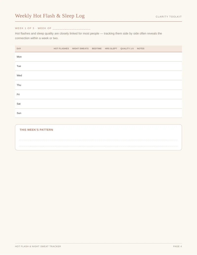 Page 4 of the Hot Flash Tracker