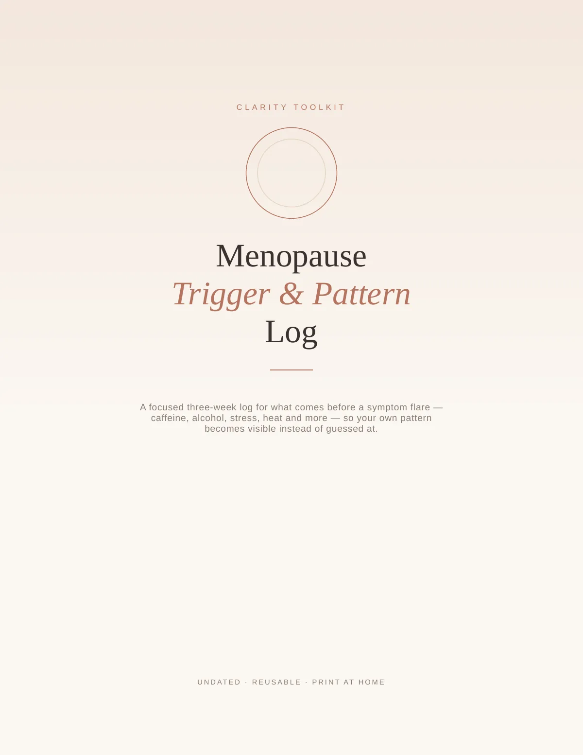 Cover of the Menopause Trigger Tracker printable