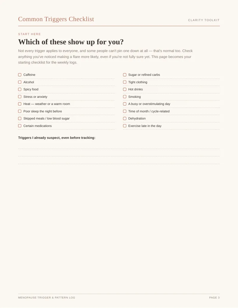 Page 3 of the Menopause Trigger Tracker