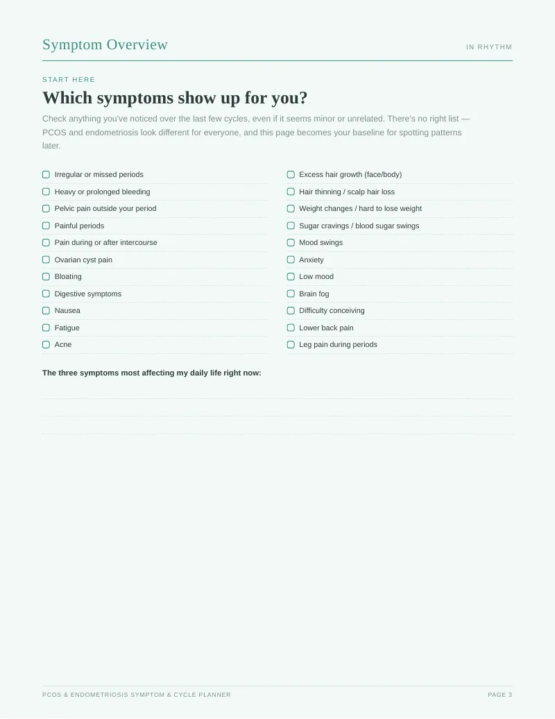 Page 3 of the PCOS & Endometriosis Complete Toolkit