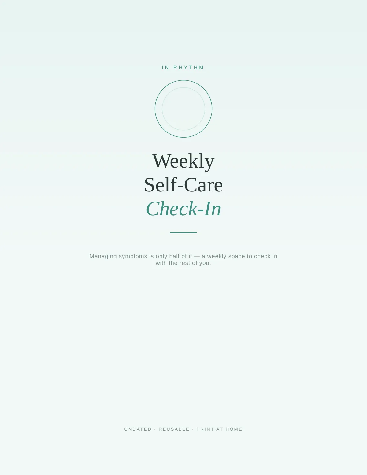 Cover of the PCOS & Endometriosis Self Care Check In printable