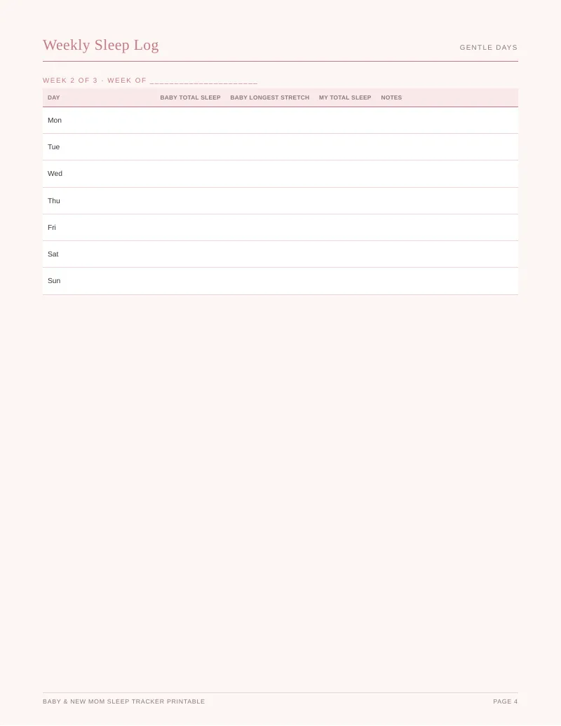 Page 4 of the Baby Sleep Tracker