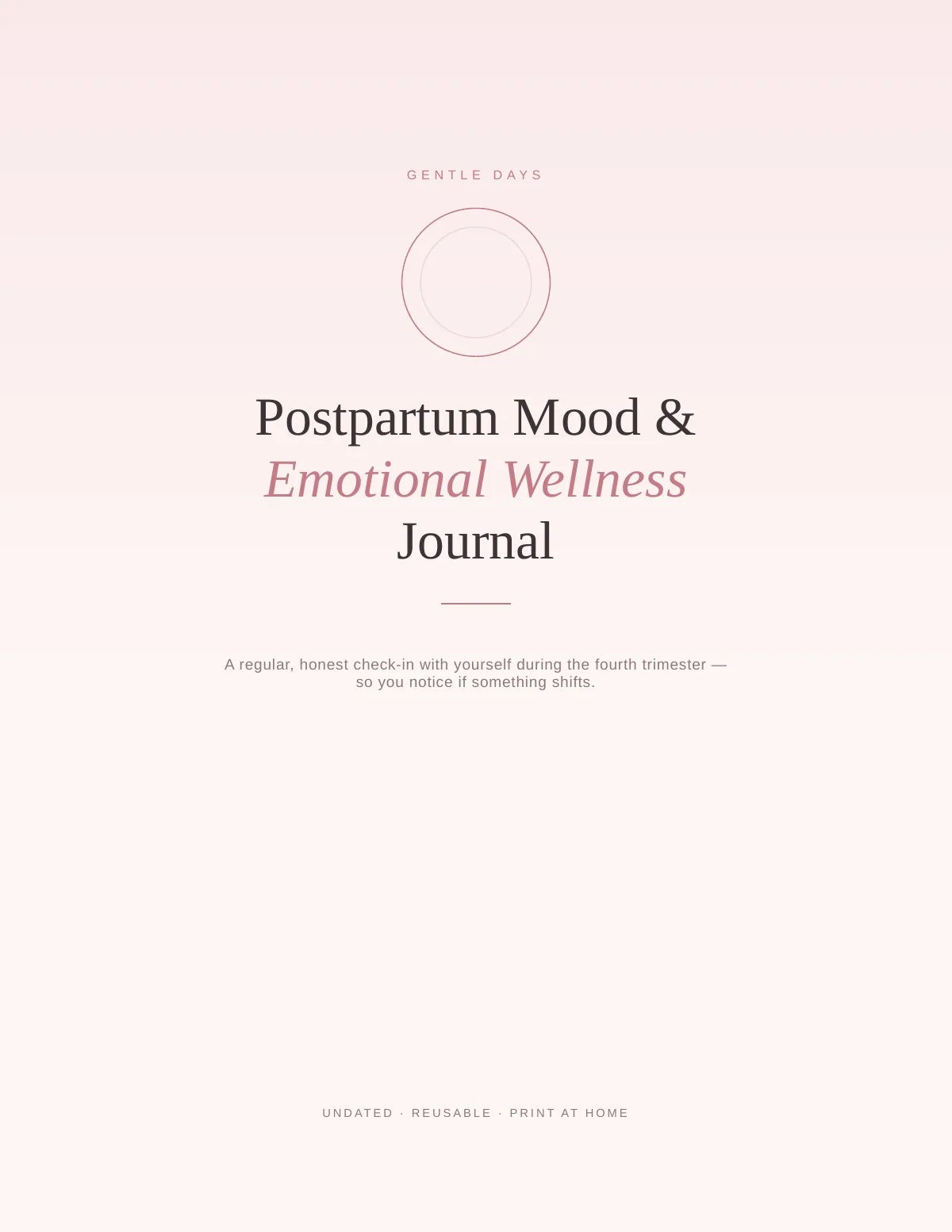 Cover of the Postpartum Mood Tracker printable