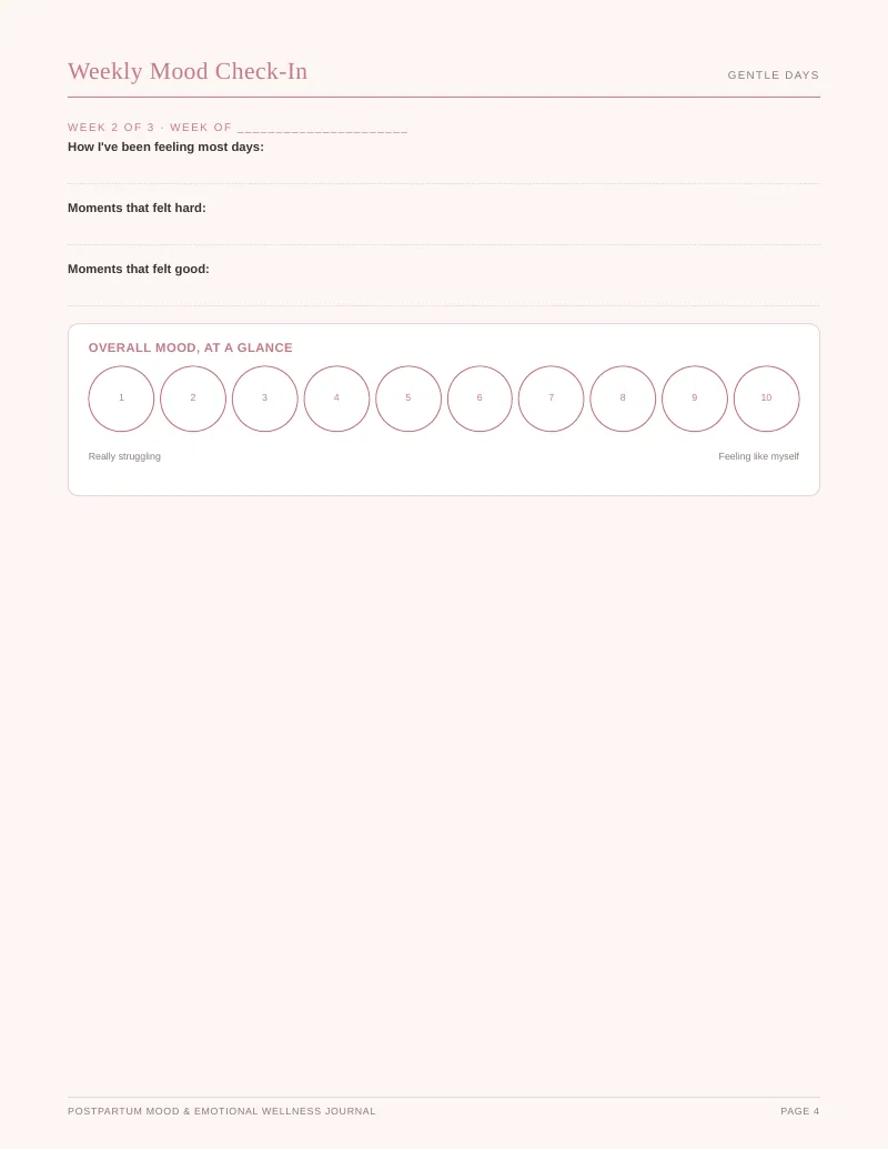 Page 4 of the Postpartum Mood Tracker