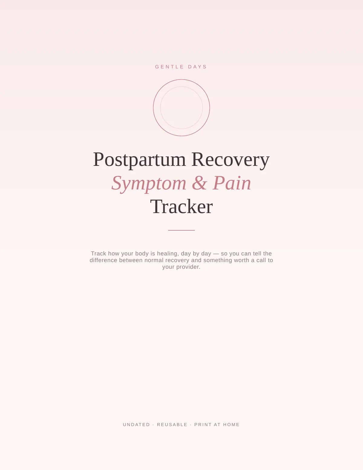 Cover of the Postpartum Recovery Tracker printable