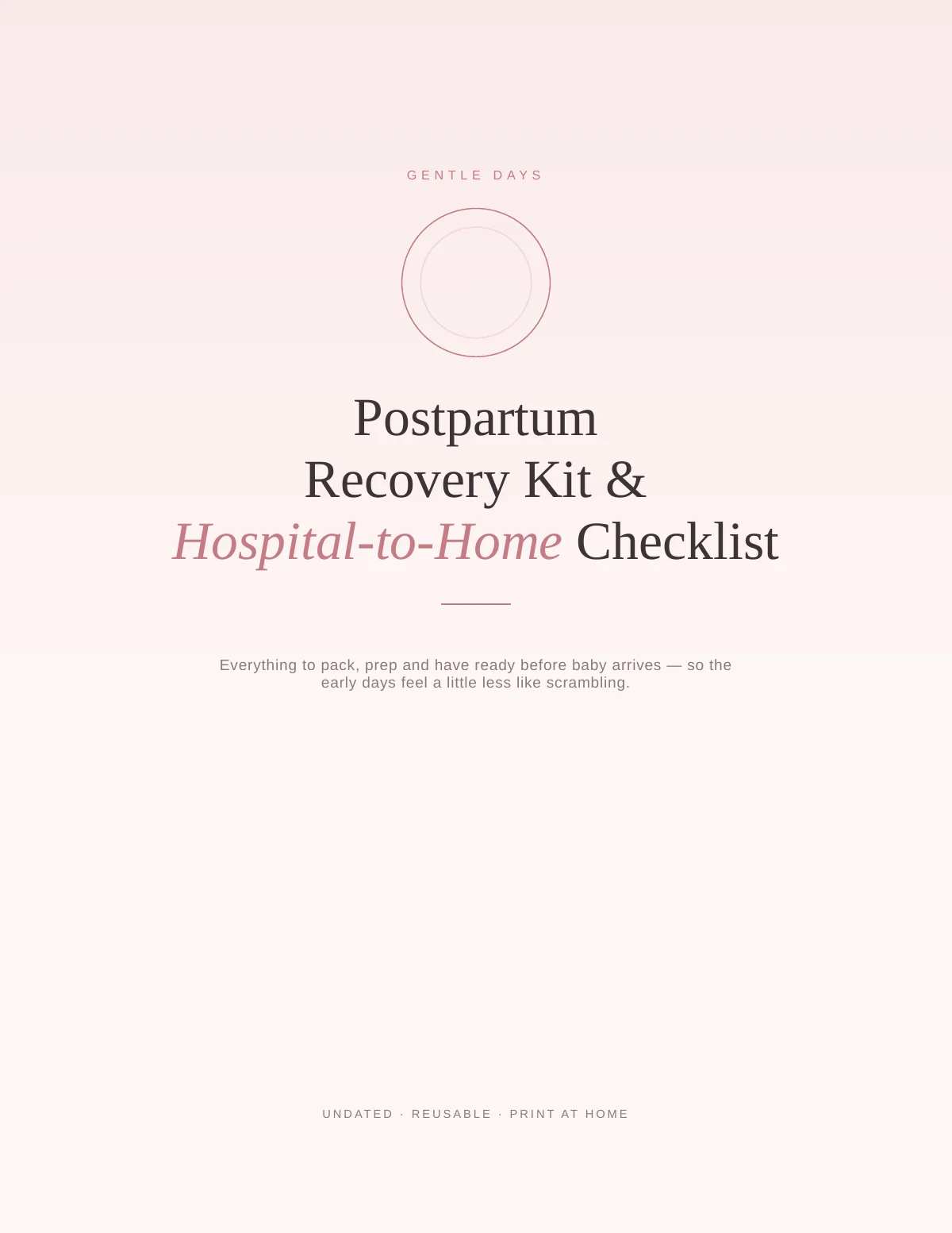 Cover of the Hospital Bag Checklist printable