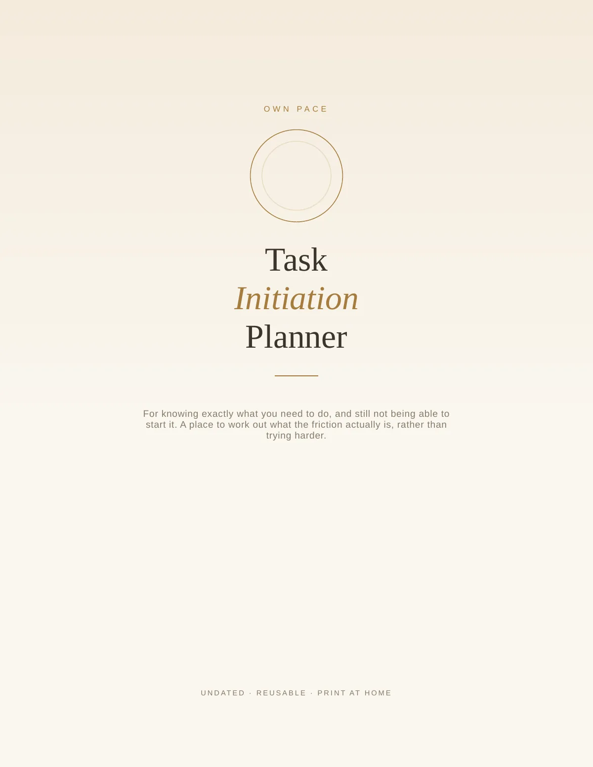 Cover of the Task Initiation Planner printable