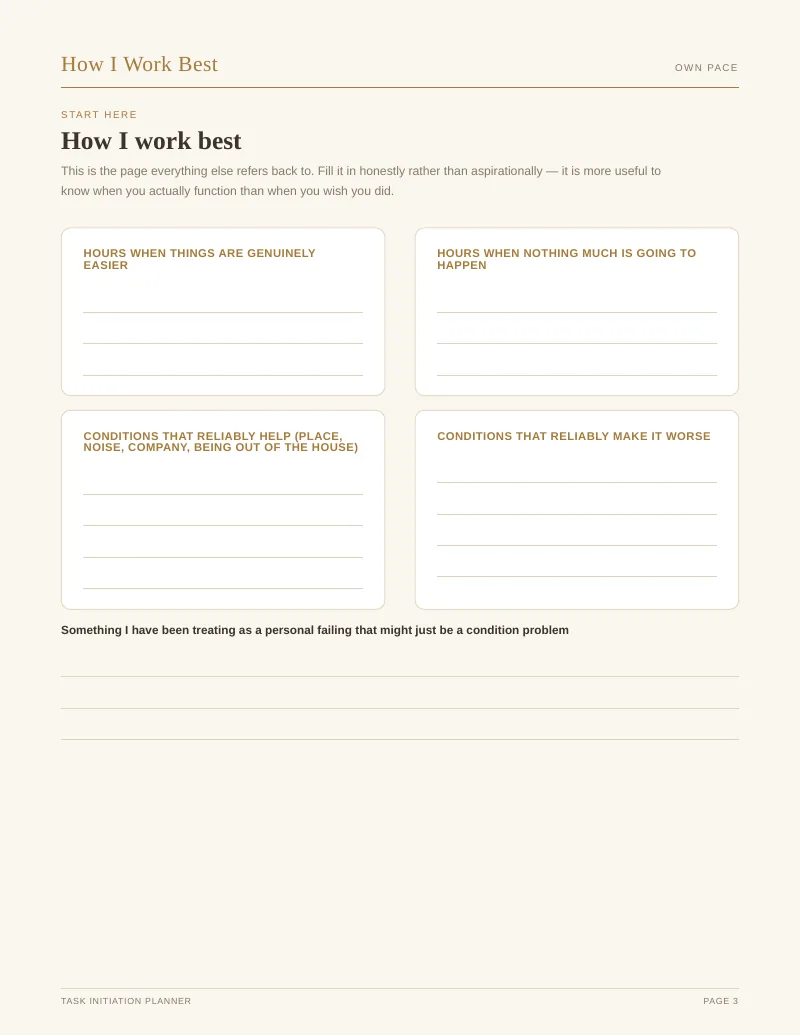 Page 3 of the Task Initiation Planner