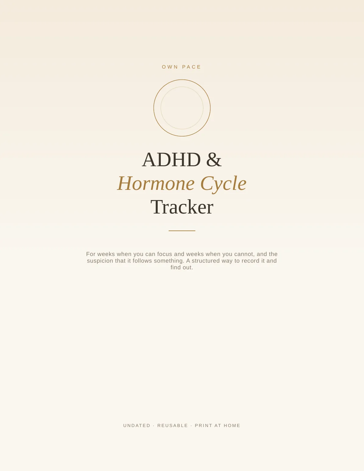Cover of the ADHD & Hormone Cycle Tracker printable