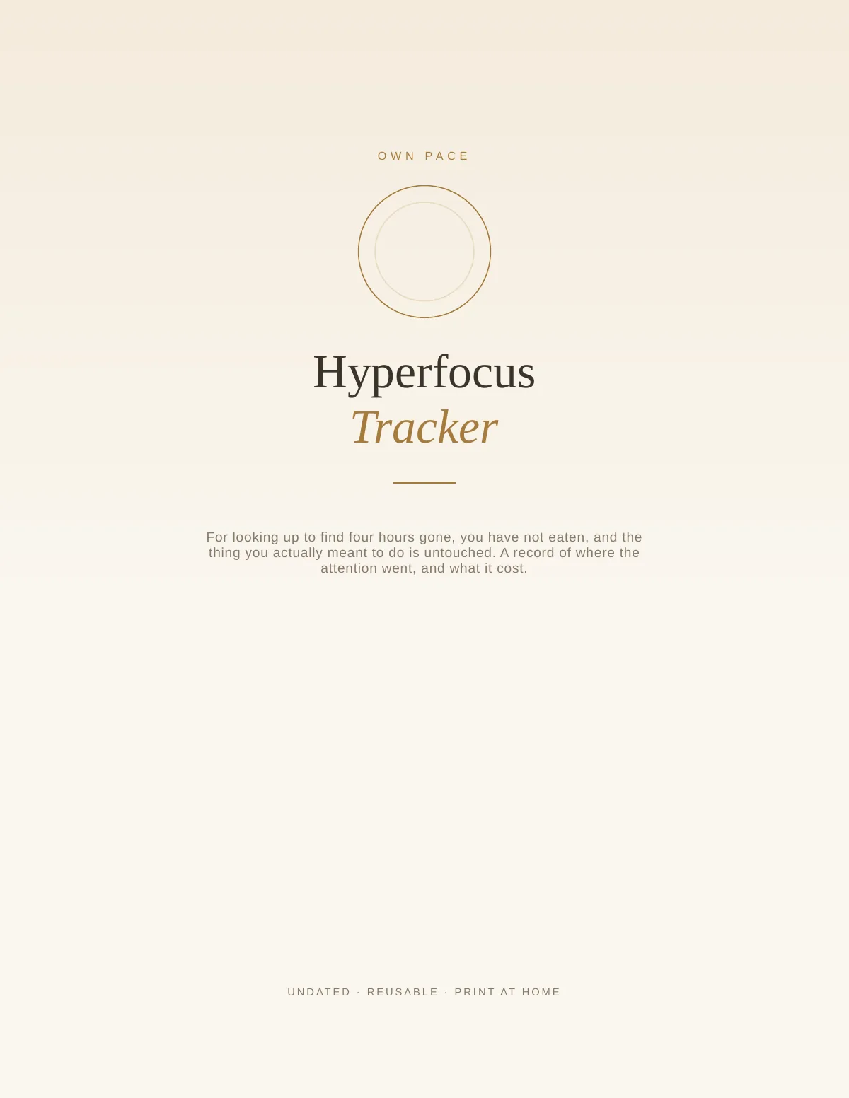 Cover of the Hyperfocus Tracker printable