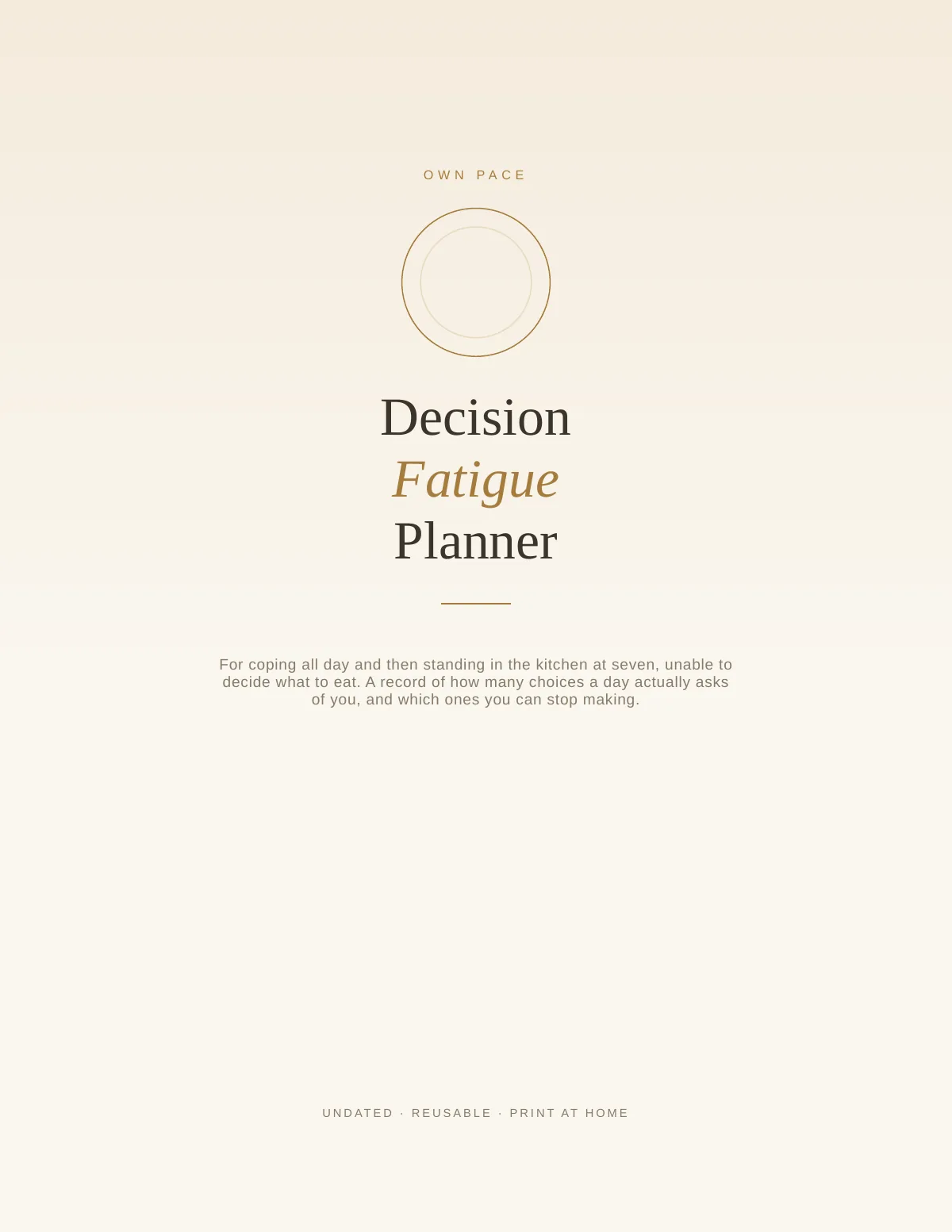 Cover of the Decision Fatigue Planner printable